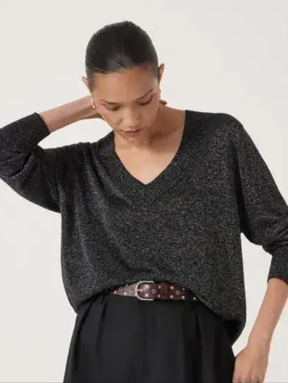 Buffalo David Bitton Metallic Black V-Neck Sweater
